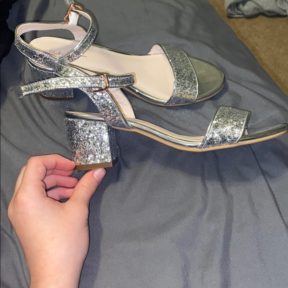 Ruby and bloom silver sparkly wedges